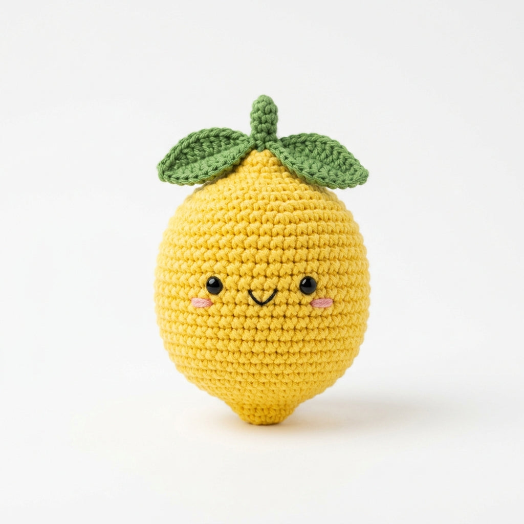 Zesty Citrus Lemon & Slice Pattern held in hands demonstrating tactile plush scale and soft texture