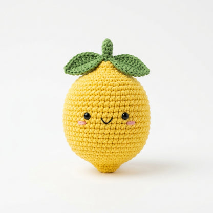 Zesty Citrus Lemon & Slice Pattern held in hands demonstrating tactile plush scale and soft texture