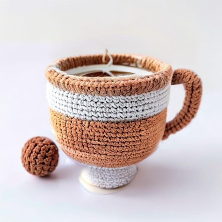 Coffee Cup held in hands demonstrating tactile plush scale and soft texture