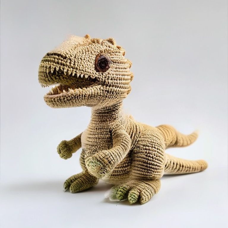 Baby T-Rex Dinosaur Pattern held in hands demonstrating tactile plush scale and soft texture