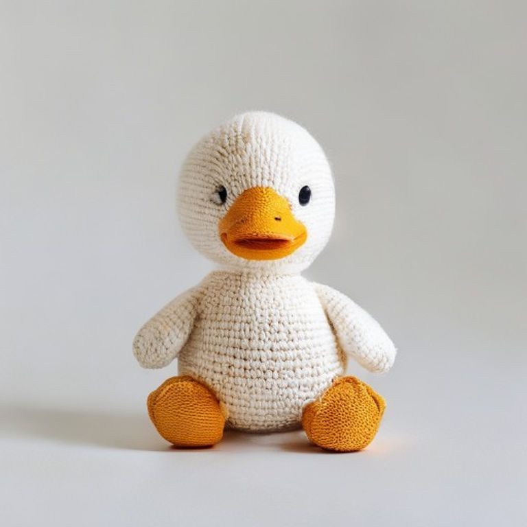 Yellow Duckling & Boots Pattern held in hands demonstrating tactile plush scale and soft texture