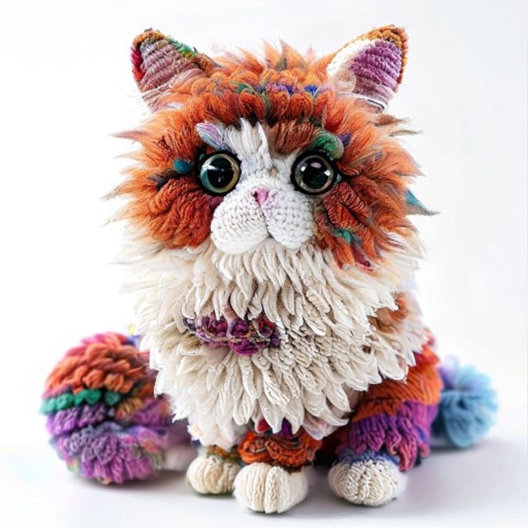 Fluffy Persian Cat Pattern held in hands demonstrating tactile plush scale and soft texture