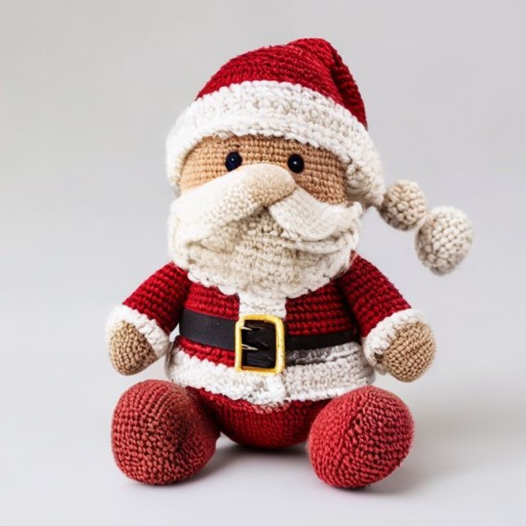 Jolly Santa Claus & Sack Pattern held in hands demonstrating tactile plush scale and soft texture