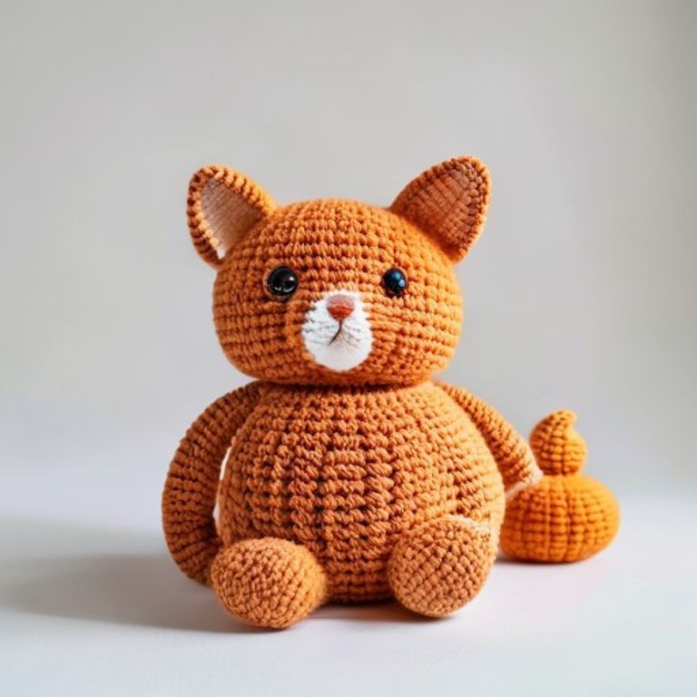 Halloween Pumpkin Kitty Pattern held in hands demonstrating tactile plush scale and soft texture