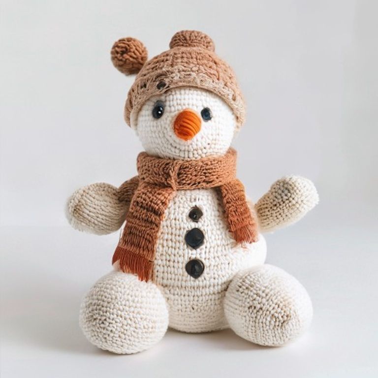 Snowman held in hands demonstrating tactile plush scale and soft texture