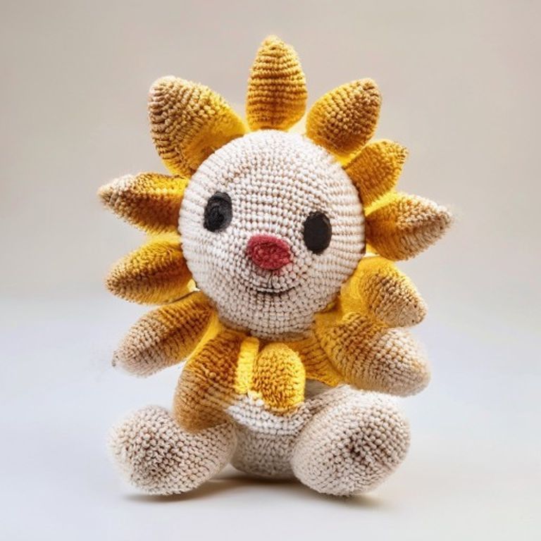 Sunflower held in hands demonstrating tactile plush scale and soft texture